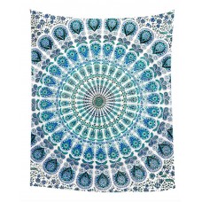 GCKG Indian Mandala Blue Peacock Bedroom Living Room Art Wall Hanging Tapestry Size 40x60 inches   